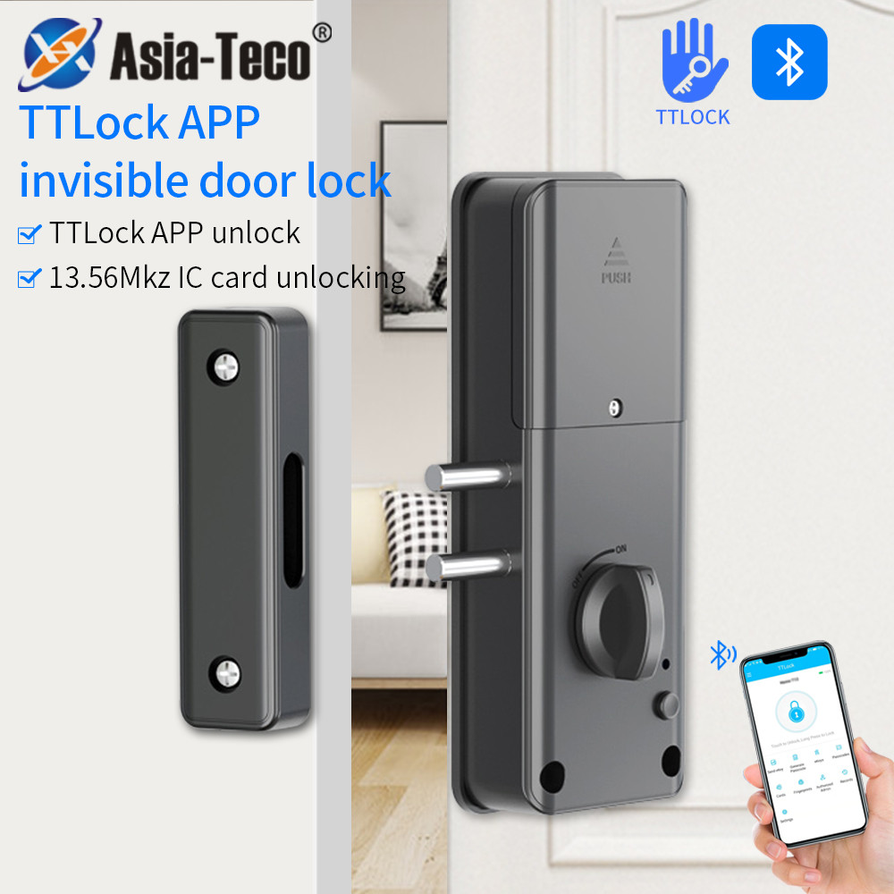 TTLOCK ล็อคประตูการ์ด IC อัจฉริยะ App ควบคุมฮาร์ดแวร์แบบไม่มีกุญแจสําหรับประตูไม้
