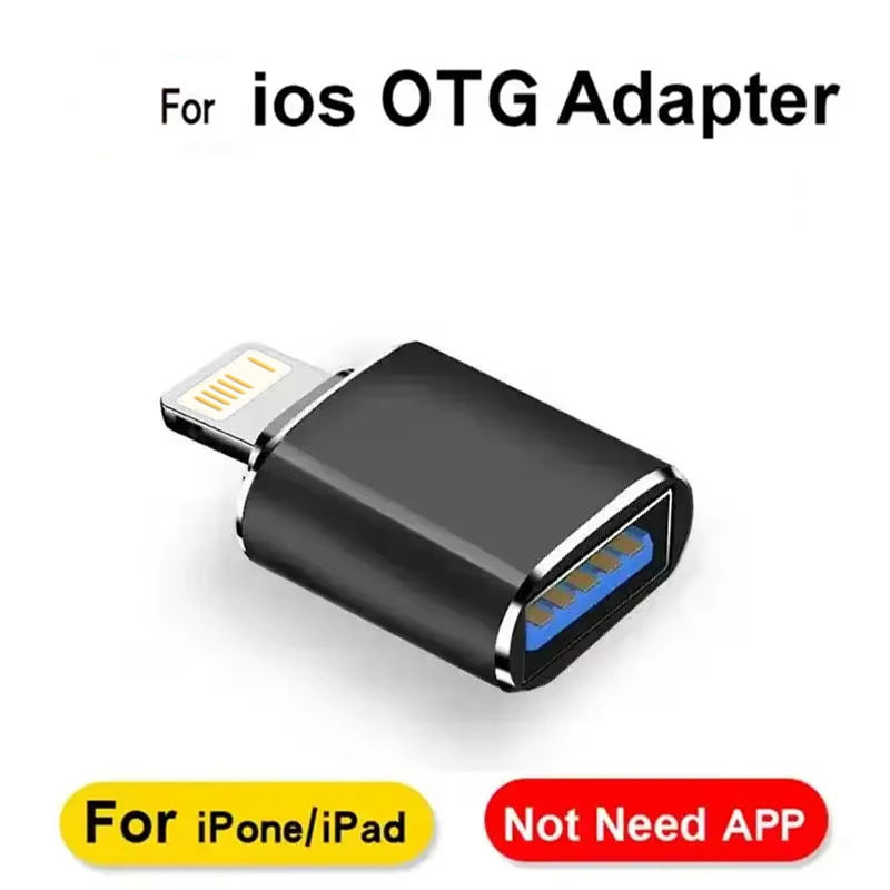 อะแดปเตอร์ USB 3.0 OTG สีดํา ใช้งานได้กับ iOS 13 ขึ้นไป สําหรับ iPhone 14 ถึง 6s อ่านแฟลชไดรฟ์ USB