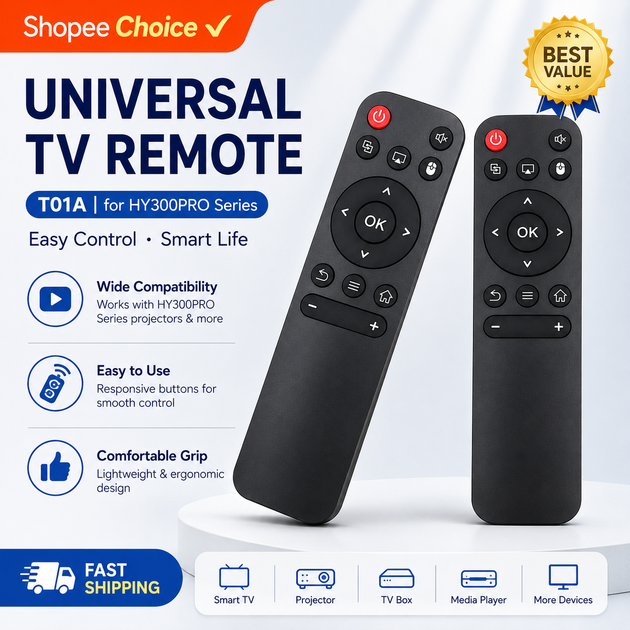 โปรเจคเตอร์รีโมทคอนโทรล Universal TV Controller สําหรับ HY300PRO T01A Allwinner H713 Home Cinema Replacement