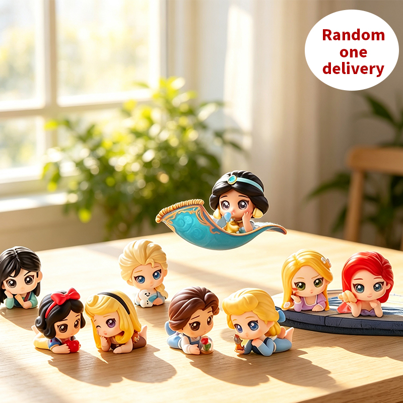 MINISO Disney Princess Afternoon Break Mystery Box Figurine น่ารักนอน Pose ตกแต่งโต๊ะการ์ตูนของเล่นส