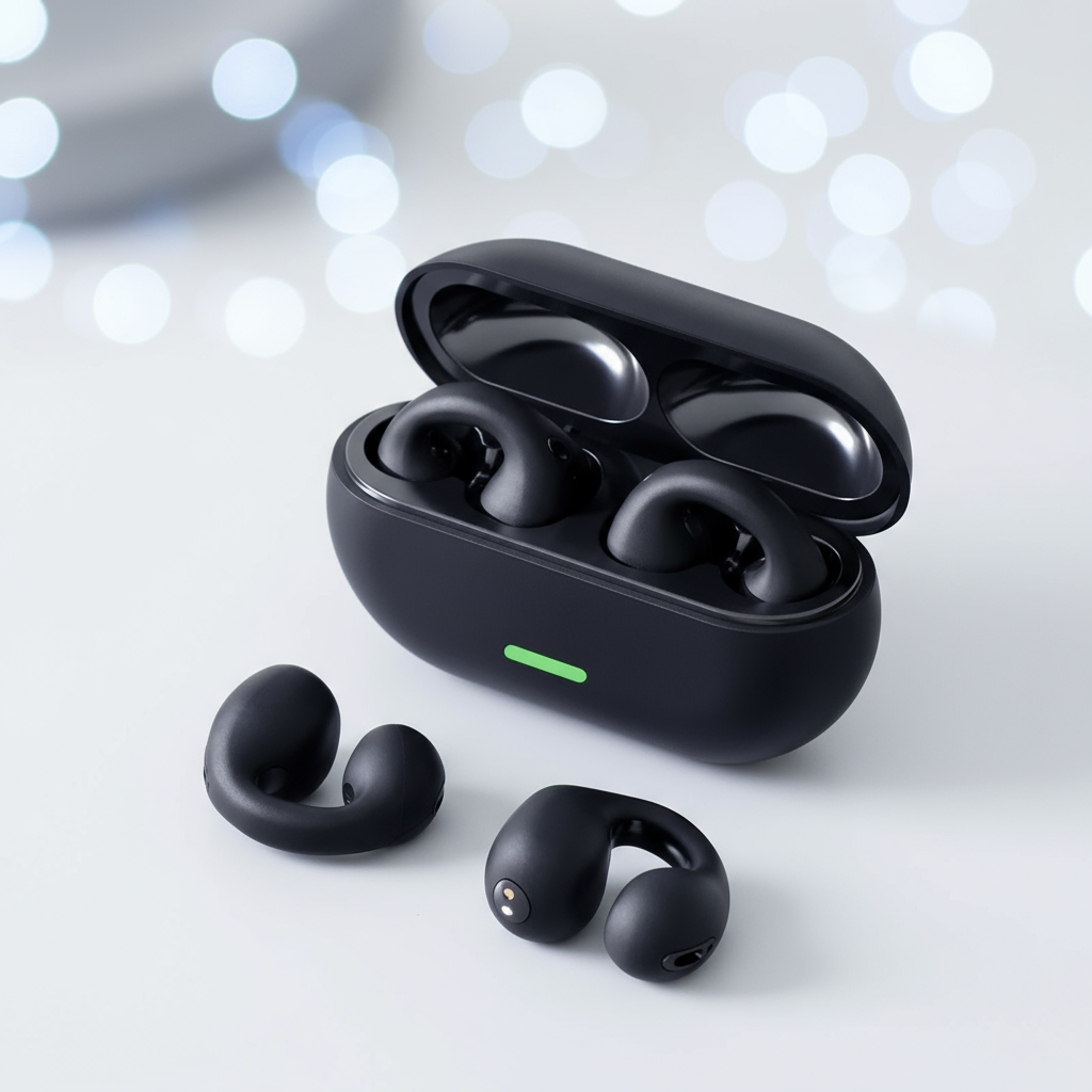 T75 HIFI สเตอริโอ หูฟังไร้สาย แบบหนีบหู หูฟังบลูทูธ เบส ไมค์ที่ใช้ในการเล่นกีฬาและเล่นเกม