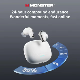 Monster MQT52 TWS หูฟังชนิดใส่ในหูคุณภาพเสียงไฮไฟหูฟังลดเสียงรบกวนอัจฉริยะเสียงพาโนรามา 0.08 วินาที Latency ต่ําพิเศษ HD Call ชุดหูฟังกันน้ํา