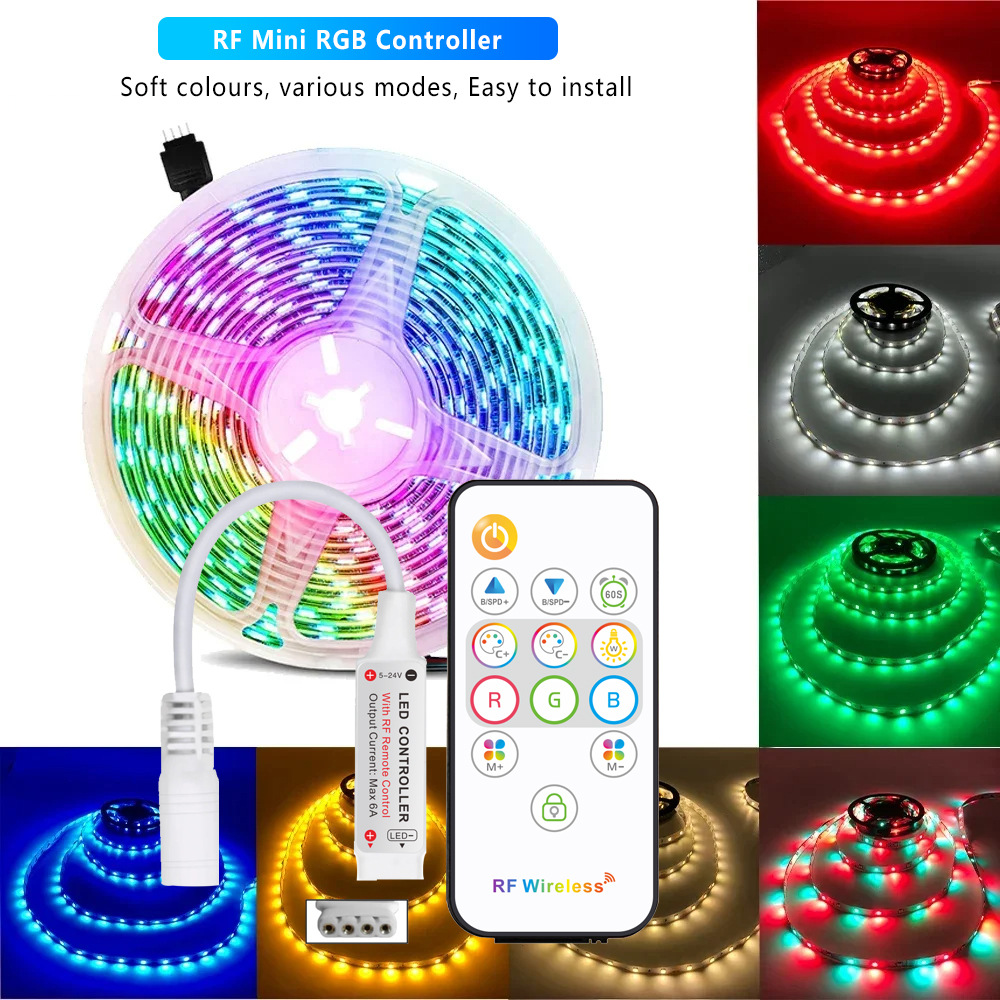 ไฟ LED Strip RGB - 5050 USB ขับเคลื่อนรีโมทคอนโทรล 16 สีสําหรับตกแต่ง DIY ในร่ม