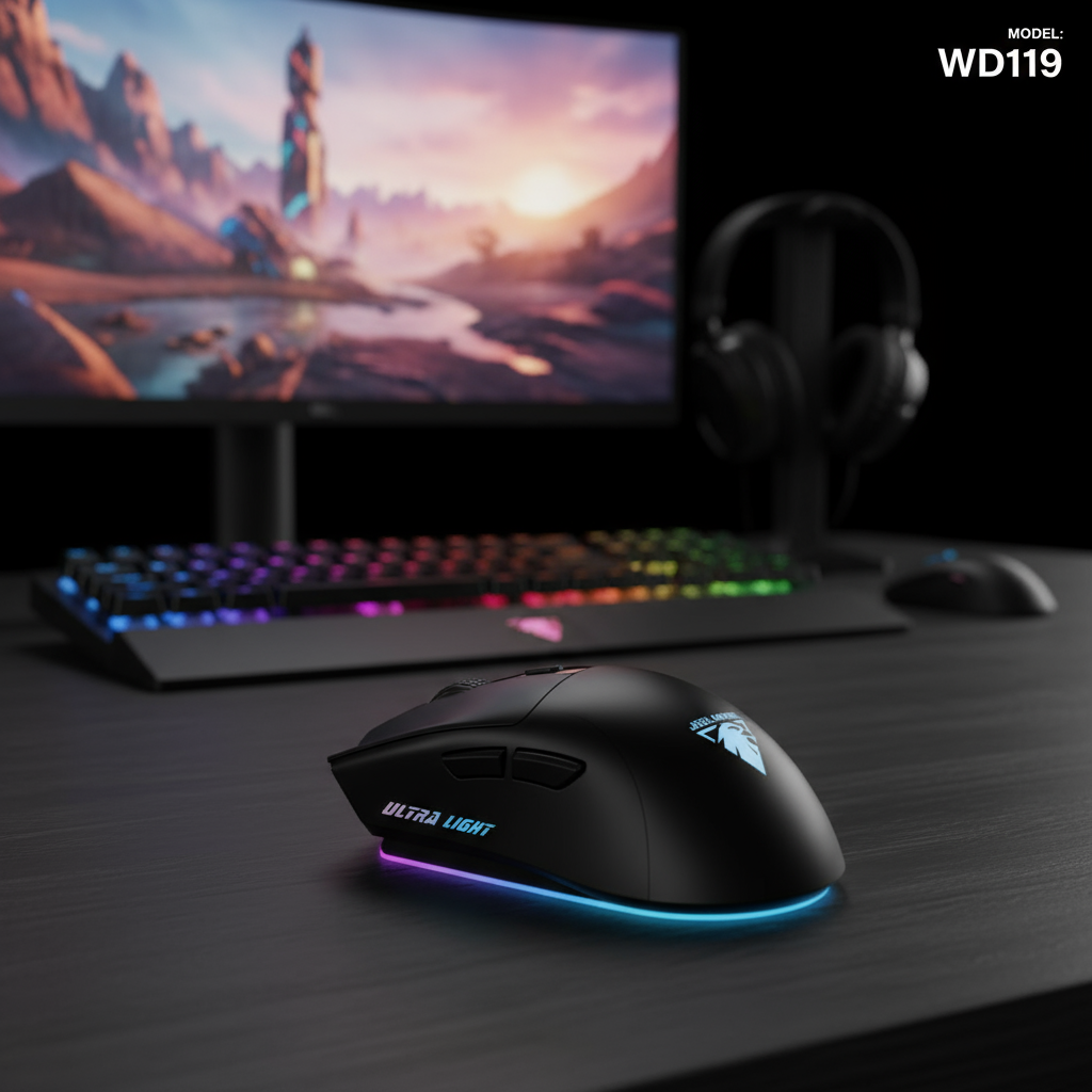 เมาส์เกมมิ่งไร้สายน้ําหนักเบา WD139, ด็อกชาร์จ RGB, ชาร์จแม่เหล็ก, รองรับเกมเมอร์ PC/Mac/แล็ปท็อป - 