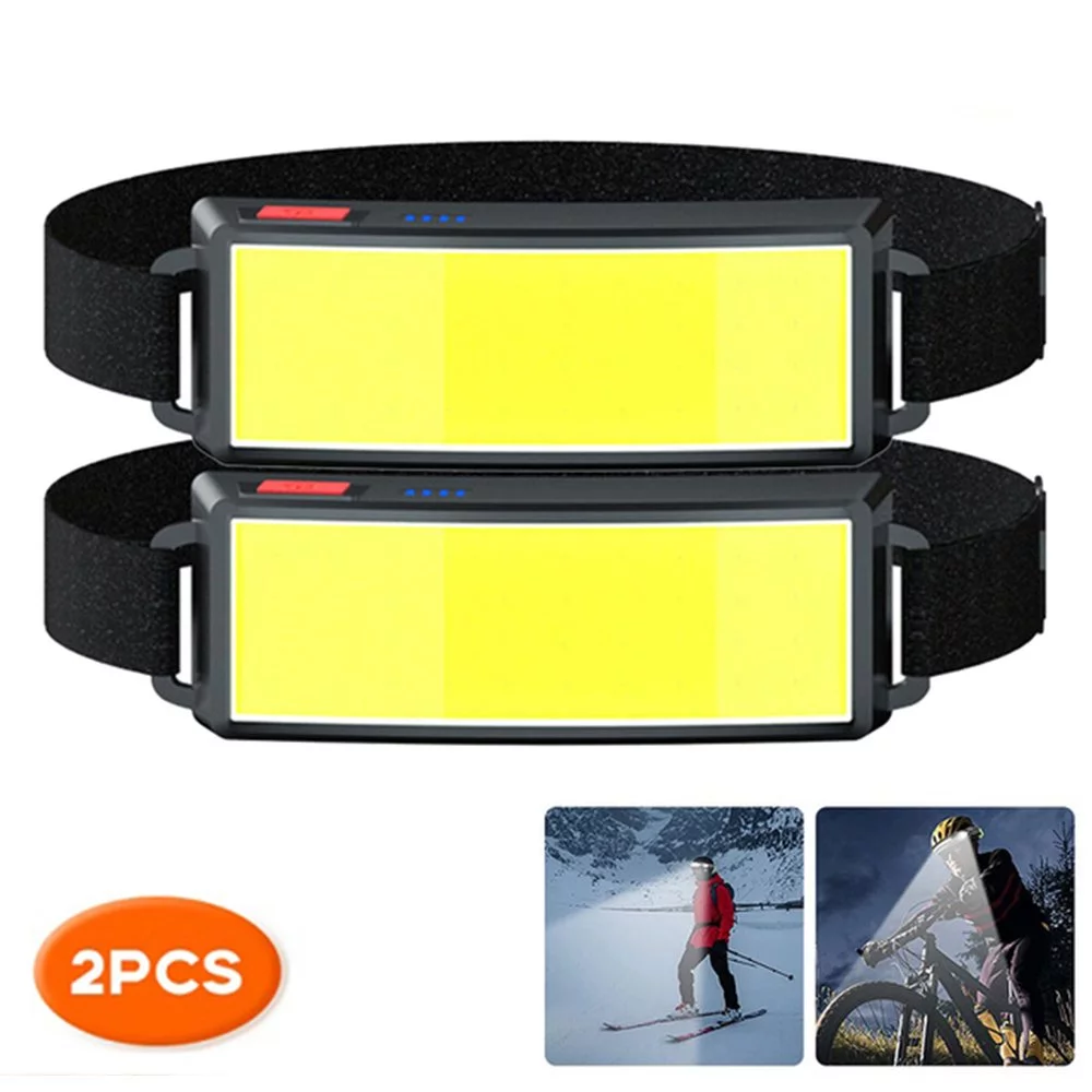 ไฟหน้า LED COB ร้อน ไฟฉายโหมดไฟ 3 แบบ ชาร์จผ่าน USB ไฟหน้าในตัว 1200mAh สําหรับเดินป่า ตั้งแคมป์กลางแจ้ง