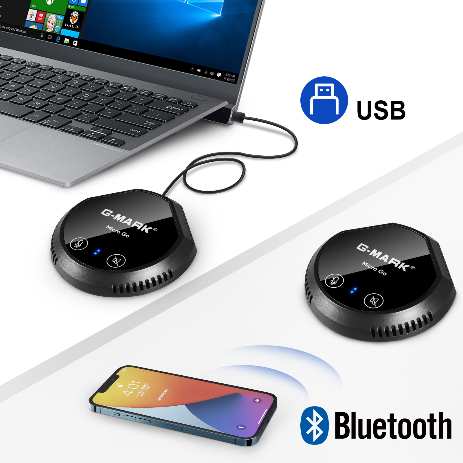 ไมโครโฟน USB G-MARK Micro Go Bluetooth Conference Mic พร้อมลําโพงในตัว เสียบแล้วใช้งานได้ทันที สําหรับคอมพิวเตอร์/พีซี การประชุมออนไลน์ เล่นเกม ใช้งานร่วมกับ Skype, Facetime, Facebook