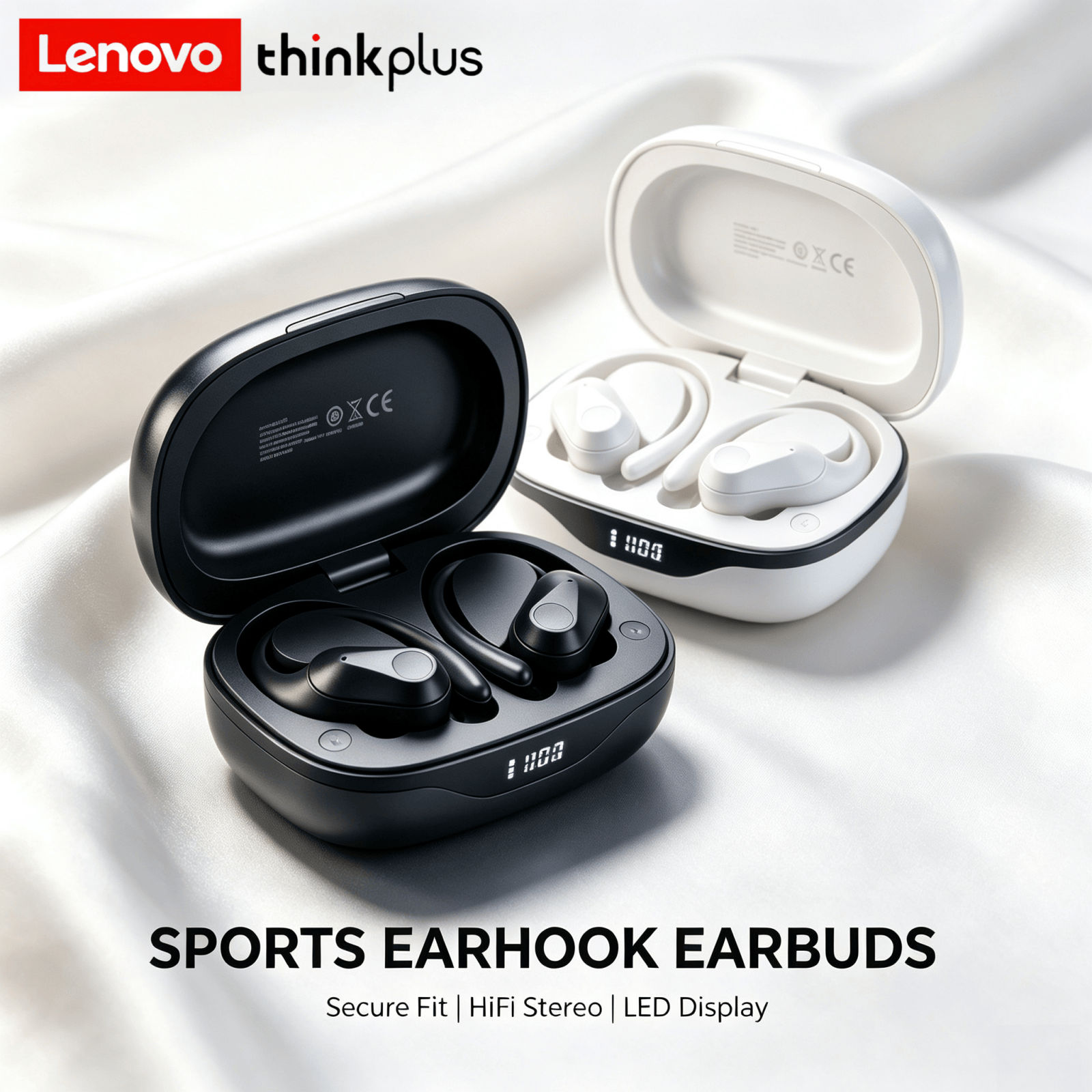 หูฟังไร้สายบลูทูธ Lenovo LP75 หูฟังอินเอียร์เบส HiFi เชื่อมต่อเสถียร พร้อมหน้าจอ LED ดิจิตอล สําหรับ