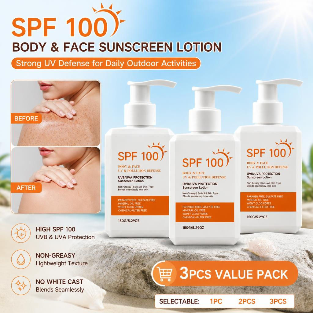 โลชั่นกันแดด SPF50 150g ปกป้องรังสียูวีแบบวงกว้าง เนื้อบางเบา ไม่เหนียวเหนอะหนะ สําหรับผิวหน้าและผิว