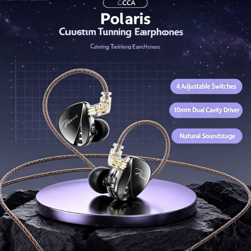 หูฟังอินเอียร์ CCA Polaris แบบมืออาชีพ หูฟังเสียงไฮไฟจูนเสียง ฮาร์แมน ปรับเสียงได้ 4 แบบ พร้อมจุกหูฟ