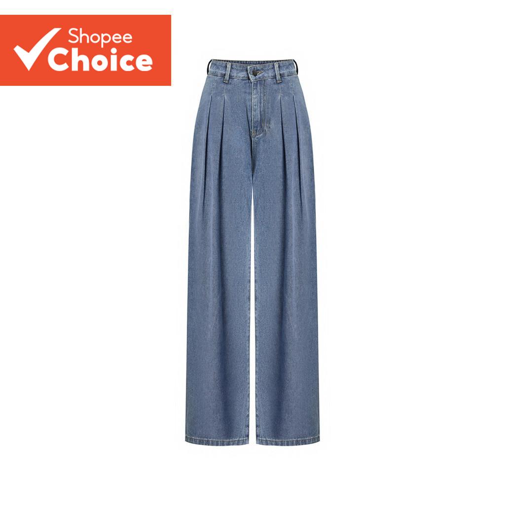 ผู้หญิงสบายๆธรรมดาเดรปล้างจีบกางเกงยีนส์ ล98โฆษณา191