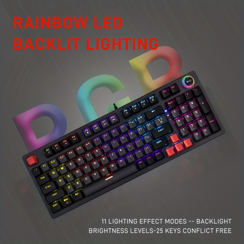  คีย์บอร์ดเกมมิ่งแบบกลไกมีสาย USB พร้อมไฟ RGB ออกแบบตามหลักสรีรศาสตร์ รุ่น Kl114