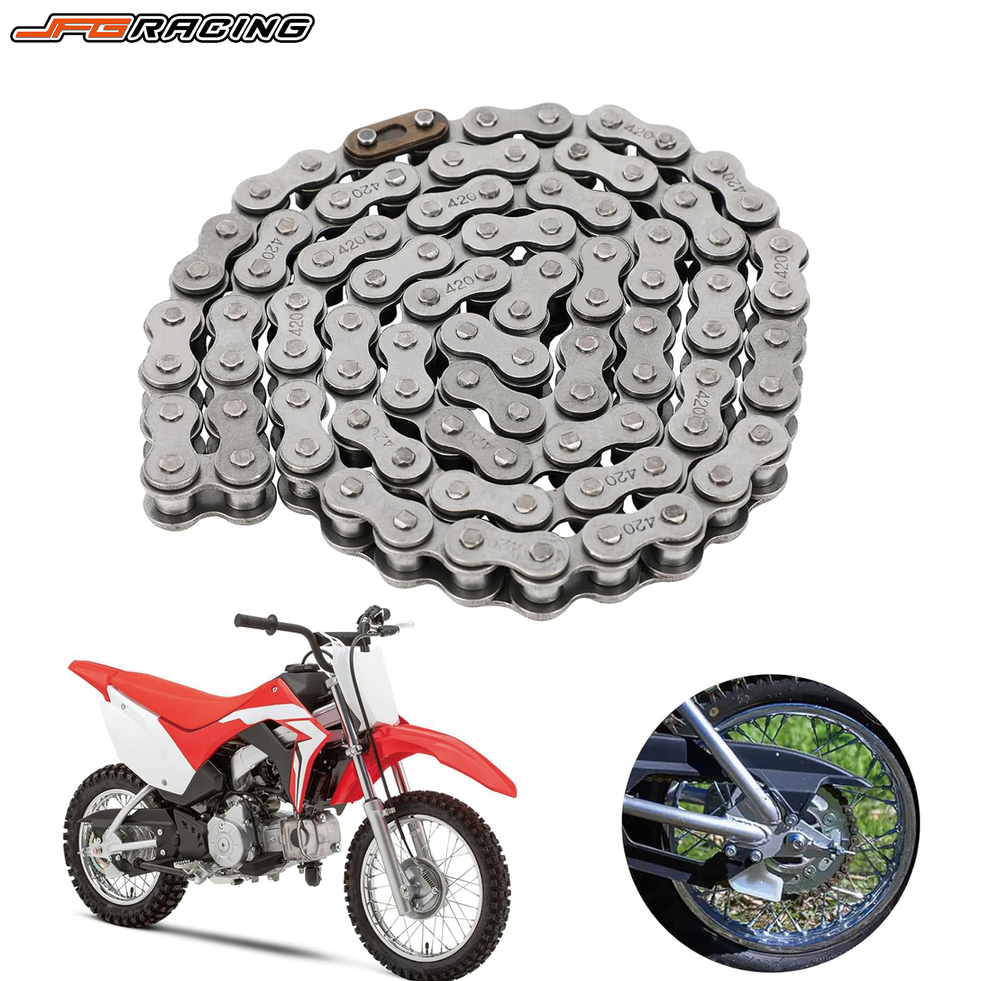 Roller Chain Ring Link Replacement 420 X-Ring 90 Links Drive Chain สําหรับ CRF110F Pit Dirt Bike