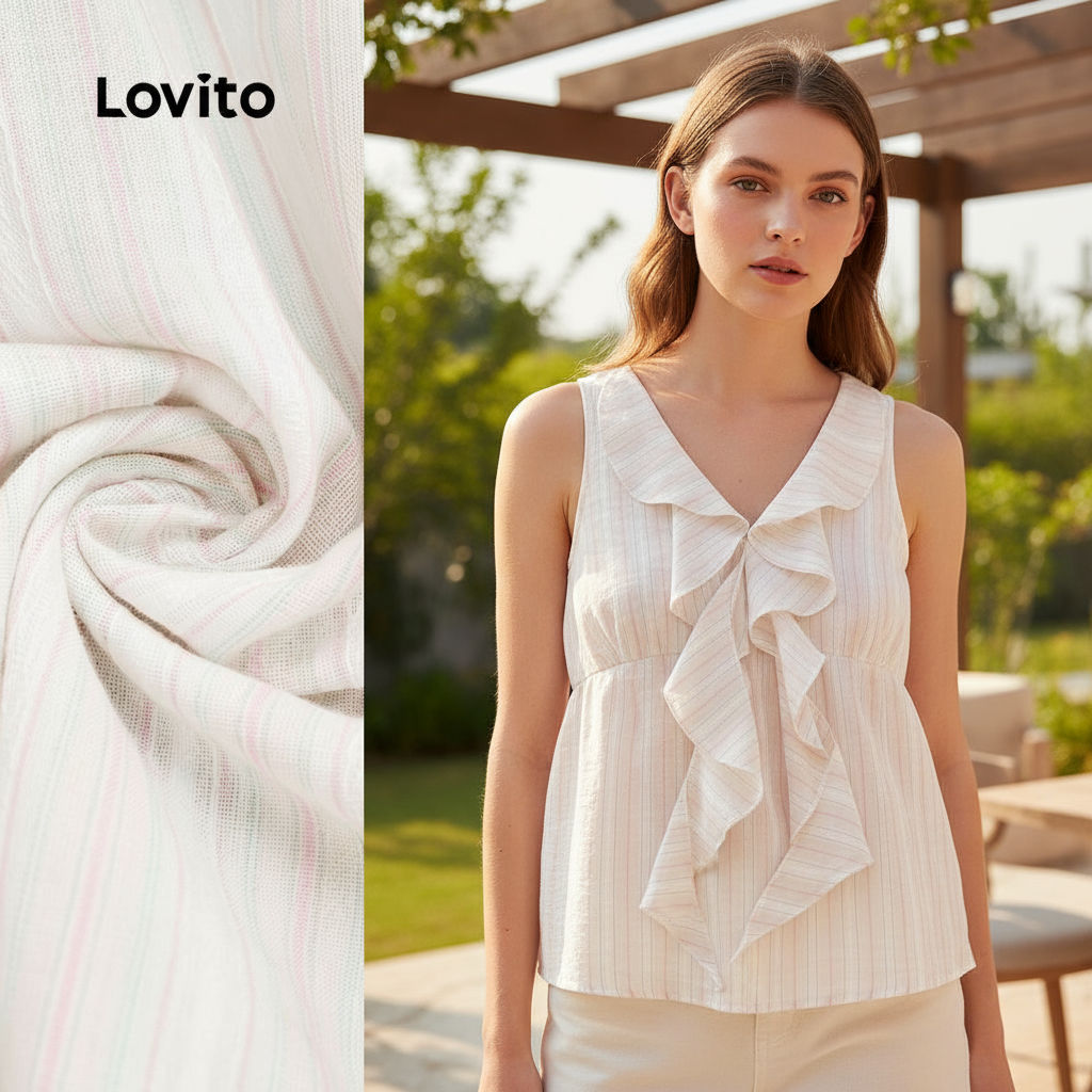 เสื้อกั๊กจับจีบแขนกุดคอดีไซน์ V  modèle TKB154PBD006