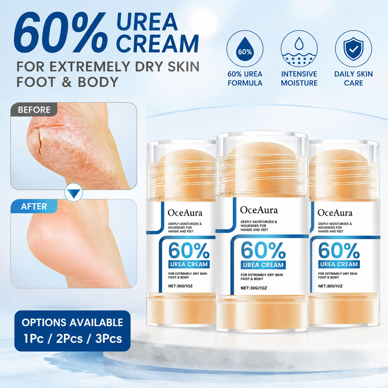 ครีมยูเรีย 60% บํารุงส้นเท้า 30 กรัม ครีมทาเท้า บํารุงผิวแห้ง เพิ่มความชุ่มชื้นล้ําลึก