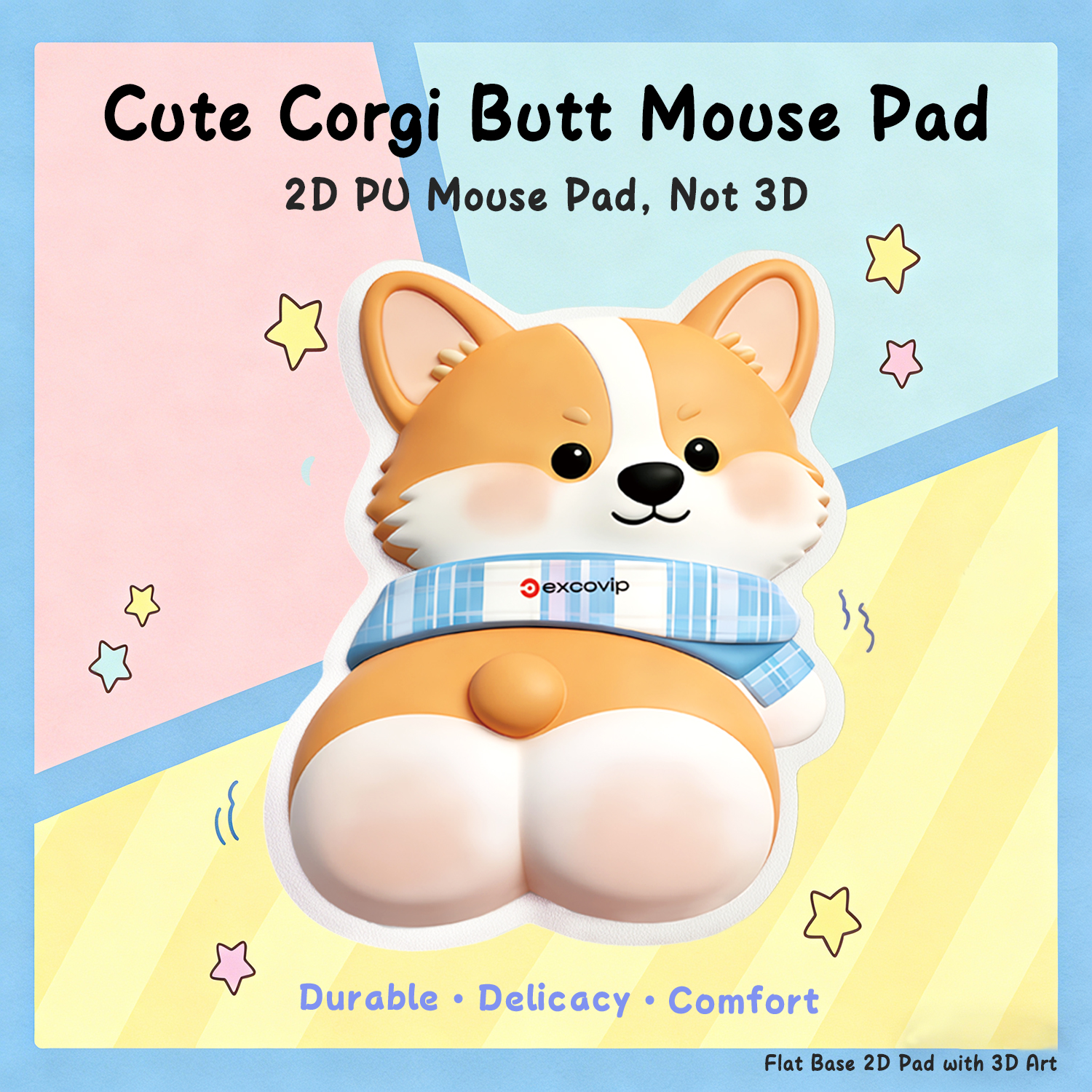 น่ารัก Corgi รูปแบบสแควร์ Pu แผ่นรองเมาส์ลื่นเย็บขอบนุ่มขนาดเล็กโต๊ะ PC อุปกรณ์เสริมสํานักงาน 22180.18 ซม.