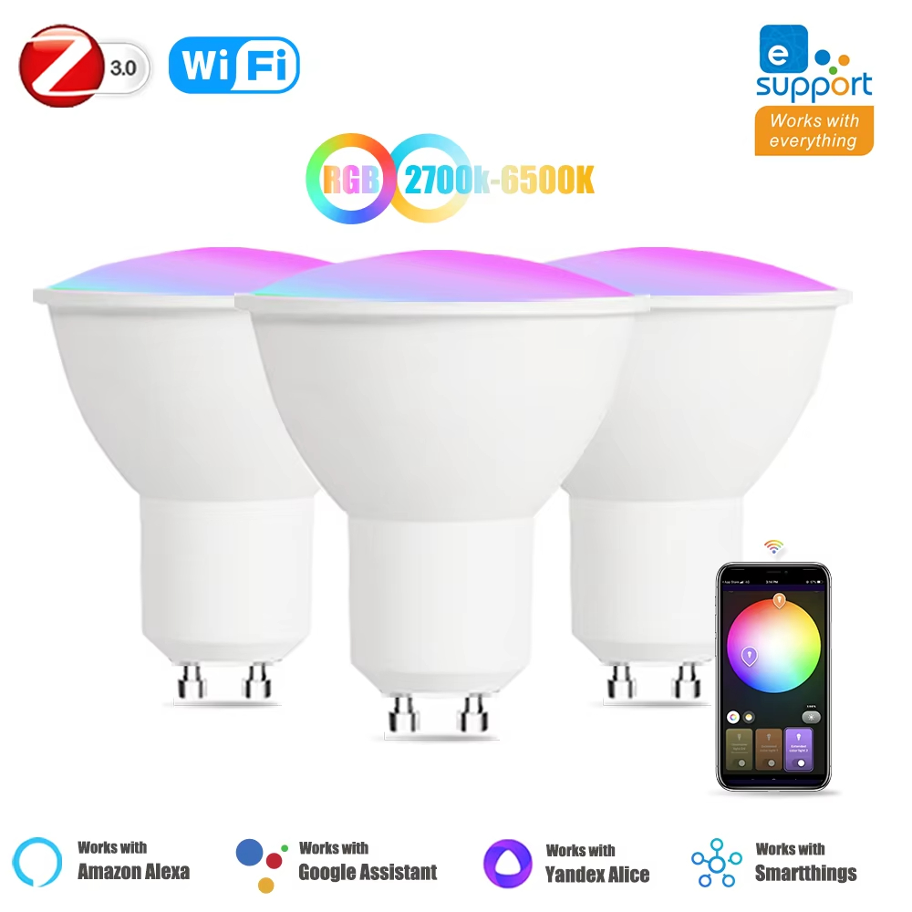 EWelink GU10 สมาร์ท Zigbee Wifi หลอดไฟ Led 5W GU10 RGB CW WW Spotlight โคมไฟสําหรับ Alexa Google Ynd