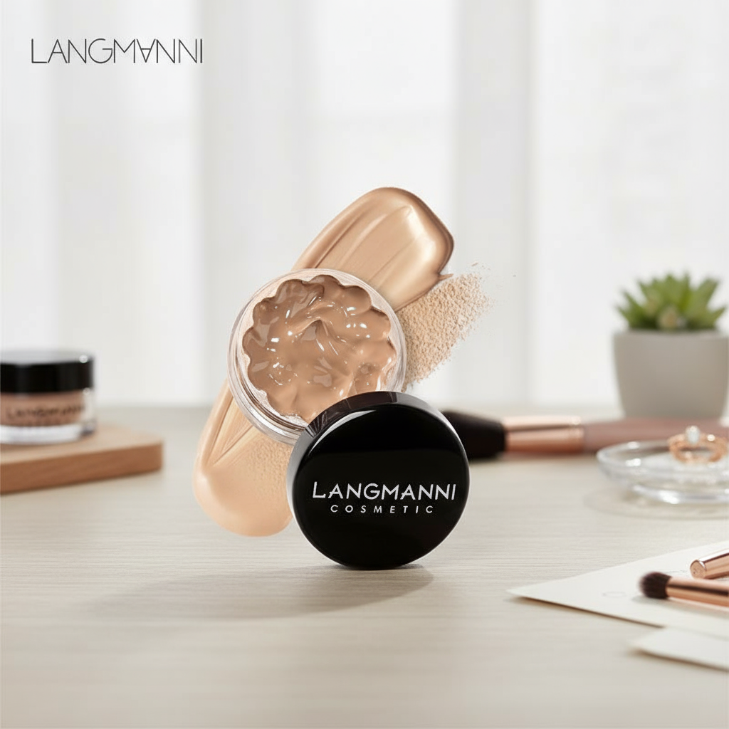 LANGMANNI 1PC รองพื้นและคอนซีลเลอร์ - ปกปิดเต็มรูปแบบ, ผิวแมตต์, กันน้ํา; ให้ความชุ่มชื้น, กระจ่างใส