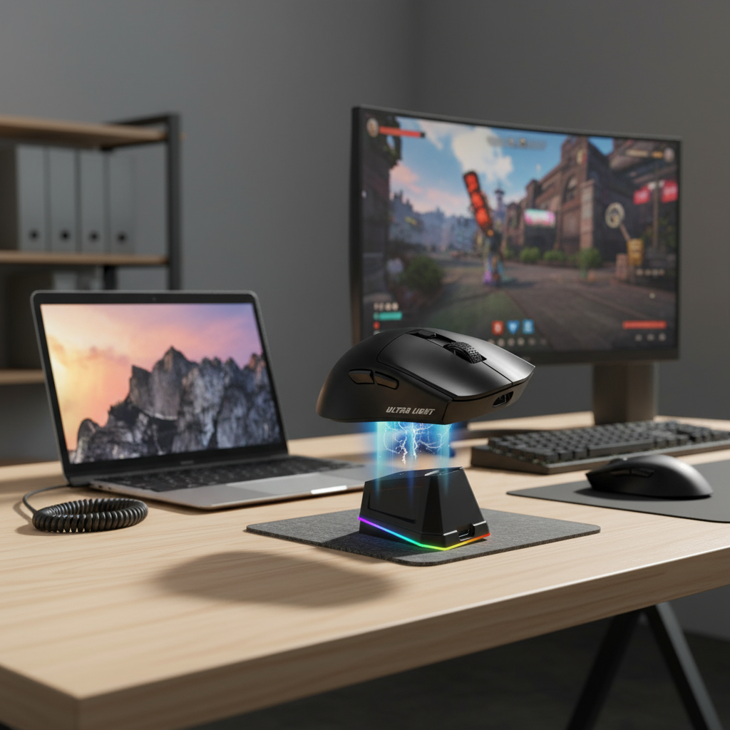 เมาส์เกมมิ่งไร้สาย WD139 น้ําหนักเบา มีแท่นชาร์จ RGB ชาร์จแม่เหล็ก สําหรับเกมเมอร์ PC/Mac/Laptop - ส