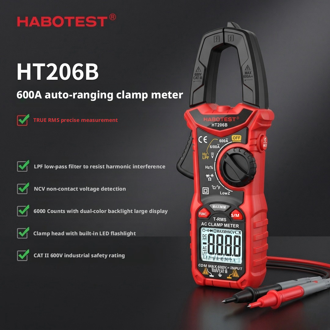 One Piece HT206B True RMS Clamp Multimeter Anti-Burn NCV ความถี่ความจุอุณหภูมิ Clamp Meter