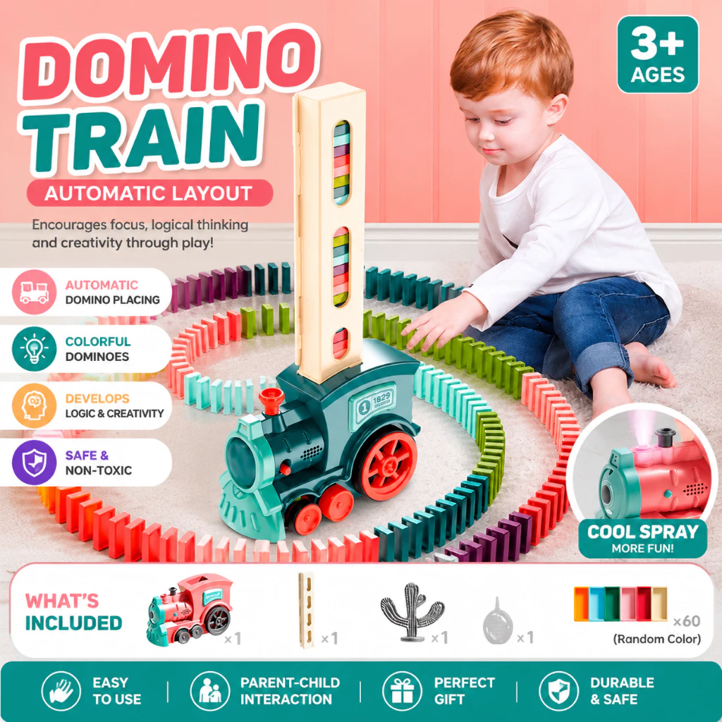 YUNLEO ไฟฟ้า Domino รถไฟชุดรถอัตโนมัติ Domino Laying พร้อมทิศทางพวงมาลัยเสียงเอฟเฟกต์แสง Creative ST