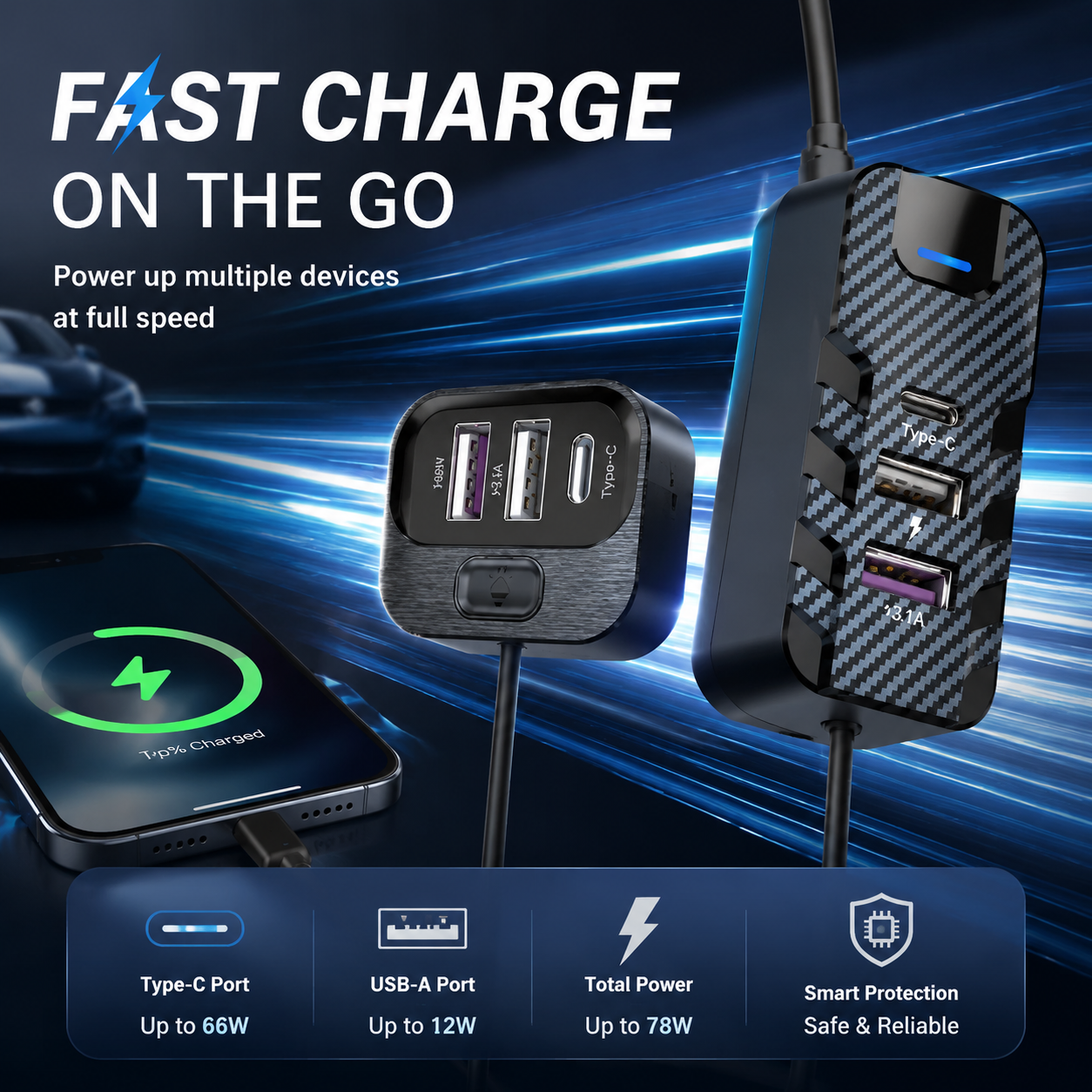 Dual Port 30w Fast Car Charger Adapter สําหรับ Iphone Samsung Xiaomi USB Charger