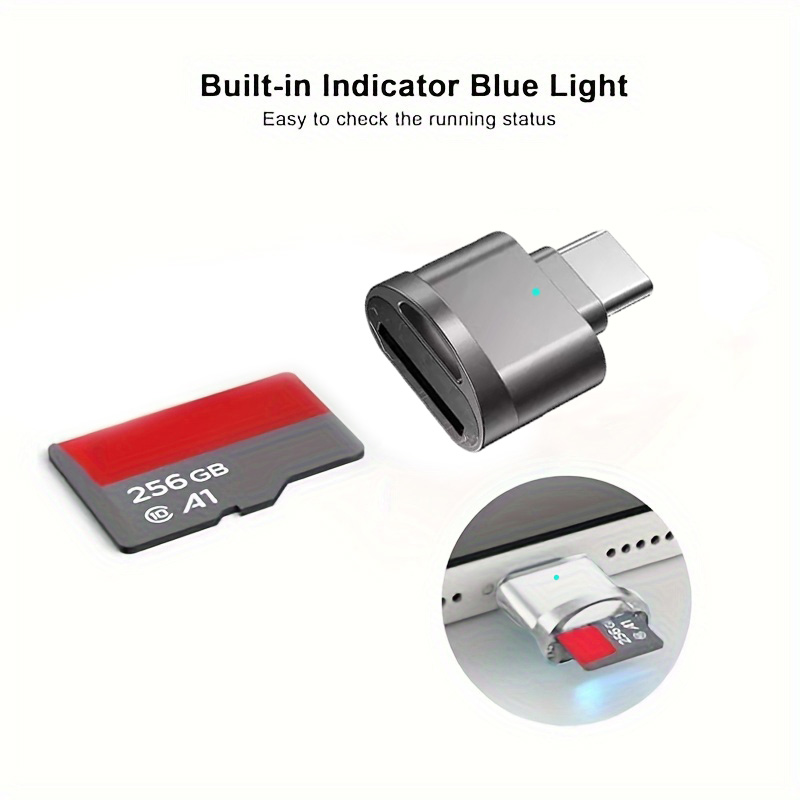 ตัวอ่านการ์ดไมโคร USB-C แบบพกพา รองรับ OTG สําหรับ Samsung Mac iPhone 15 16