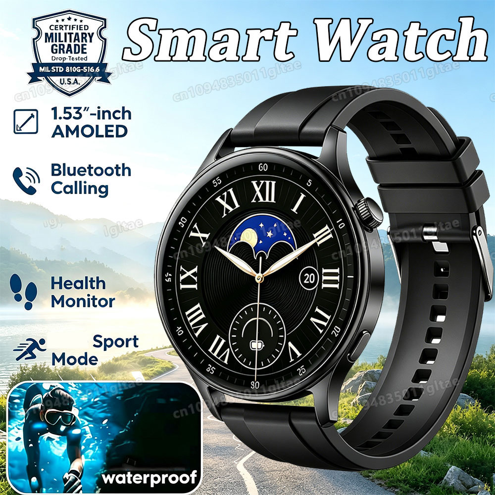 ใหม่นาฬิกา 5 Pro 2026 SmartWatch BluetoothCall กันน้ําหน้าจอ AMOLED นาฬิกาที่กําหนดเอง Face Sport Sm