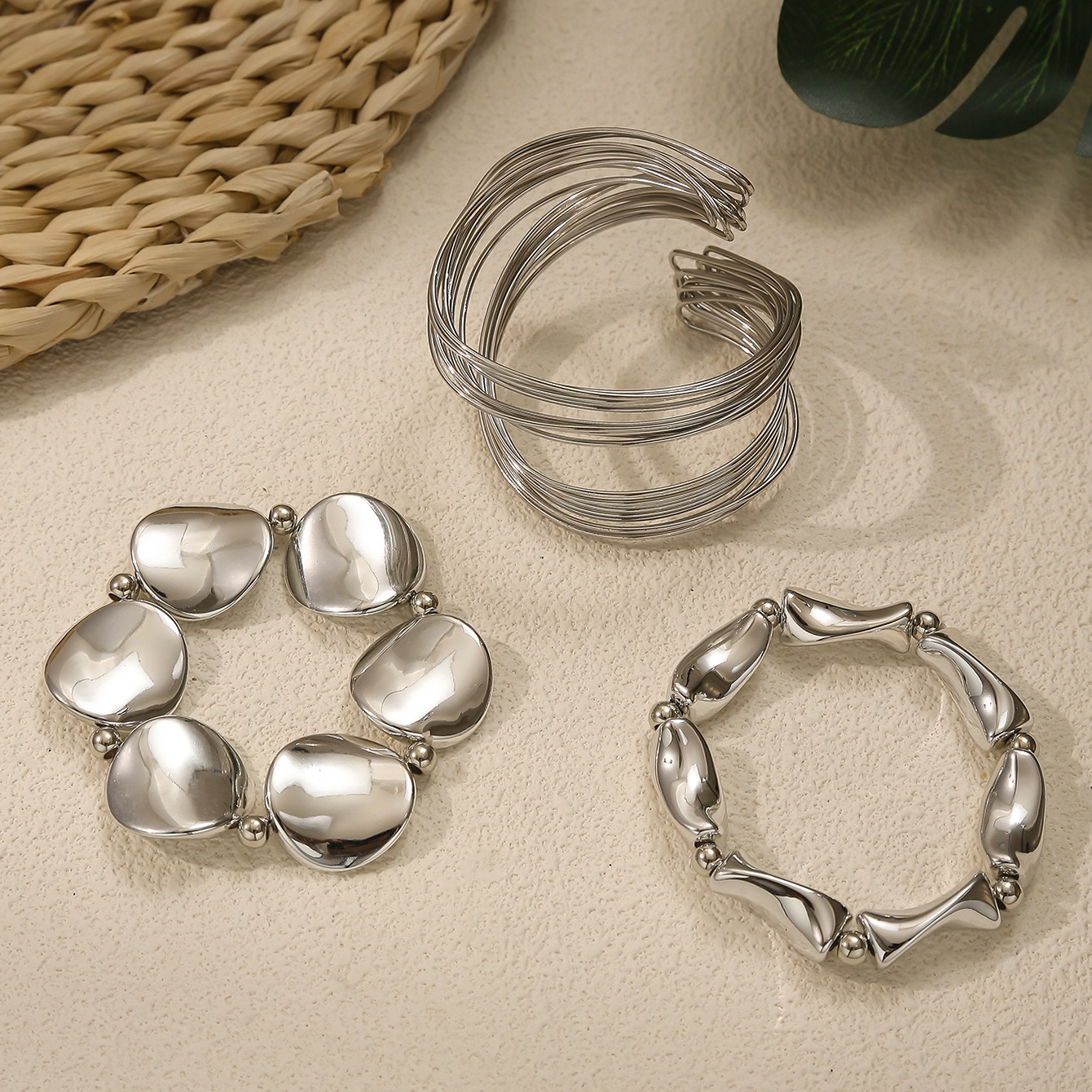 สร้อยข้อมือดอกไม้พังก์ชุดเอ็ดจี้เงินถนนสวมเครื่องประดับของขวัญ - รูปที่ 4