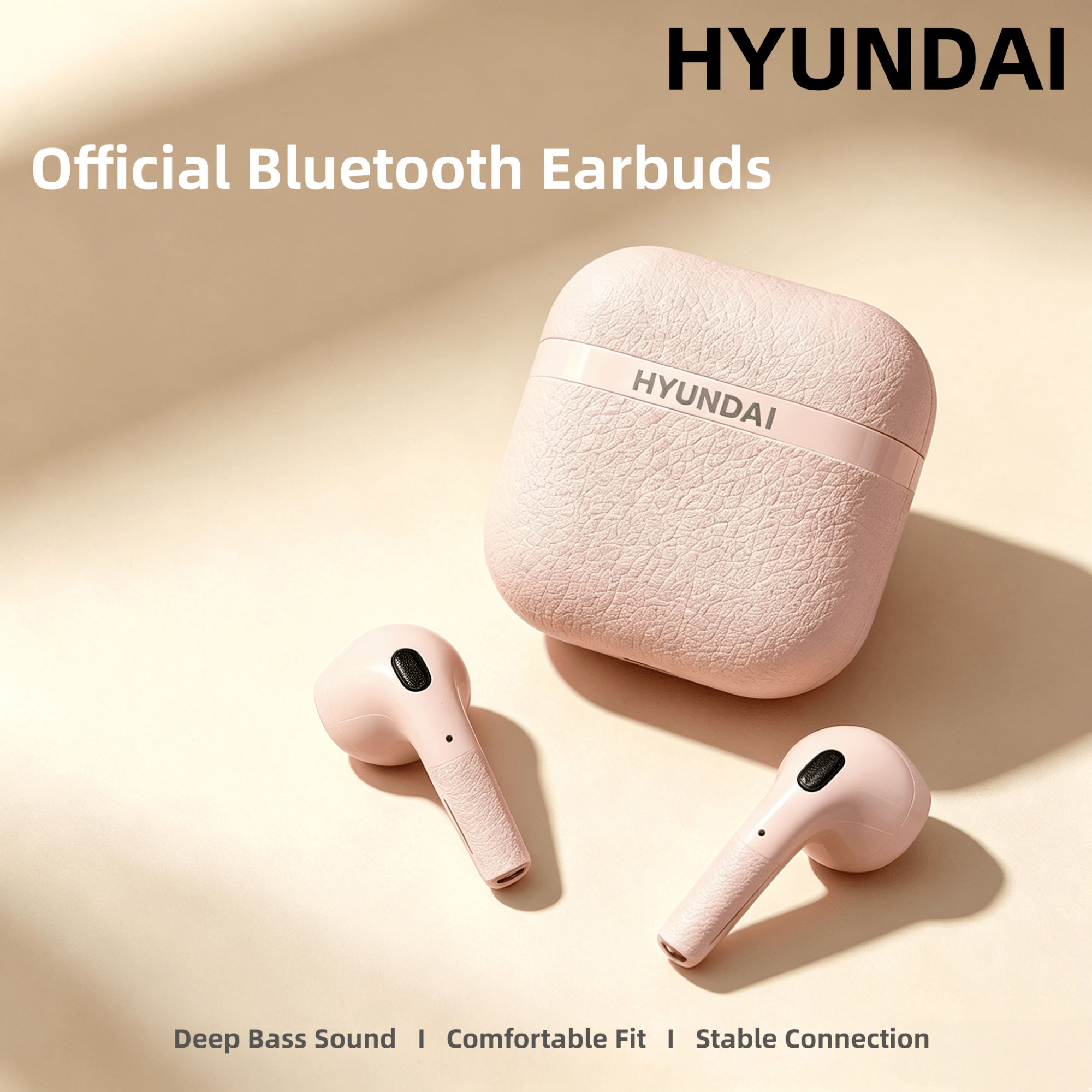 HYUNDAI T02Pro หูฟังไร้สายบลูทูธ 5.4 หูฟัง Deep Bass Audio หูฟัง Fast ชาร์จชุดหูฟังขนาดกะทัดรัดแบบพก