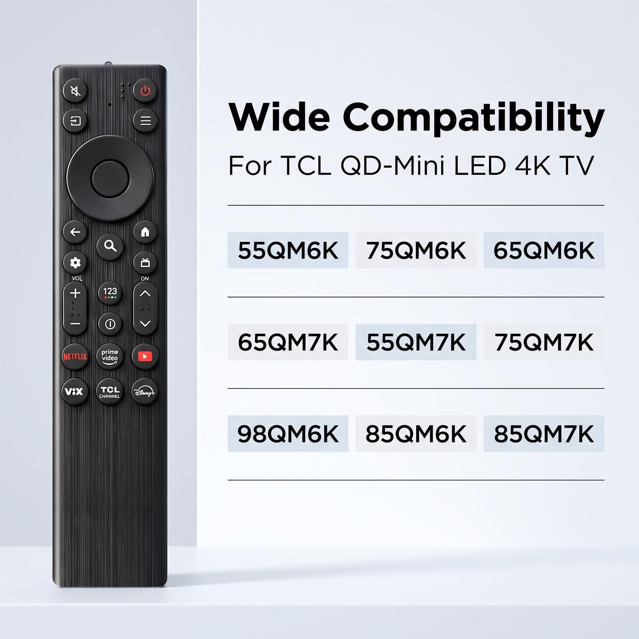 เหมาะสําหรับทีวี TCL QD-Mini LED 4K Ultra HD Smart รุ่น 55QM6K, 75QM6K, 65QM6K, 65QM7K, 55QM7K, 75QM
