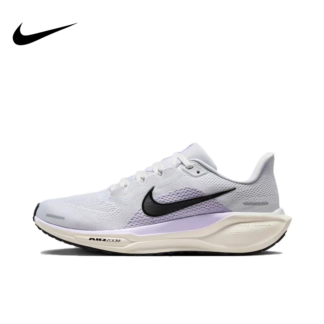 Nike Women Pegasus 41 Low-top Running Shoes Breathable Mesh Cushioning สีเทาสีม่วง Fd2723-004