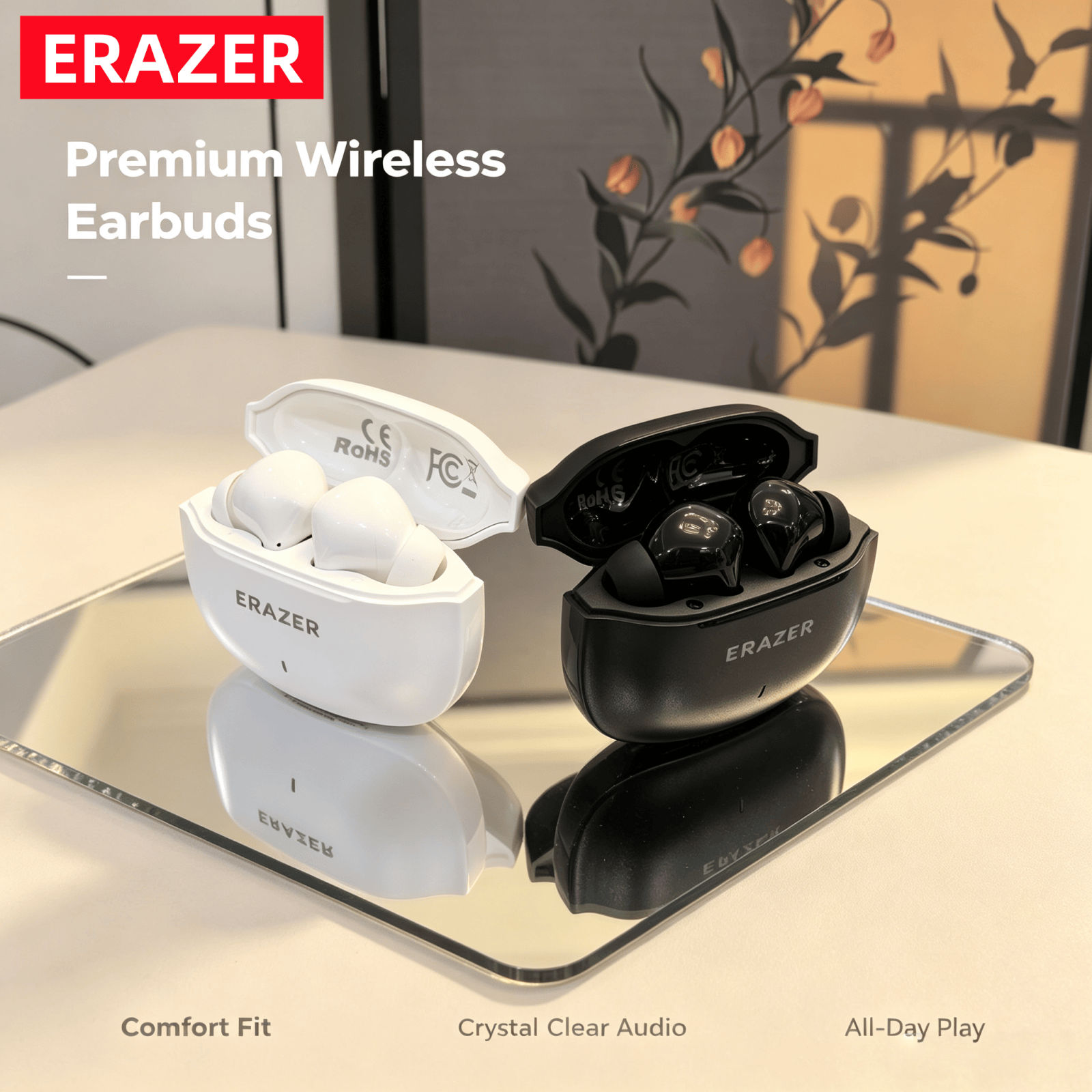 ERAZER HT82 หูฟังหูฟังไร้สายบลูทูธ 5.4 หูฟังโหมดแฝงต่ําในหูพอดีกีฬายิมชุดหูฟังทุกวันเพลงท่องเที่ยว