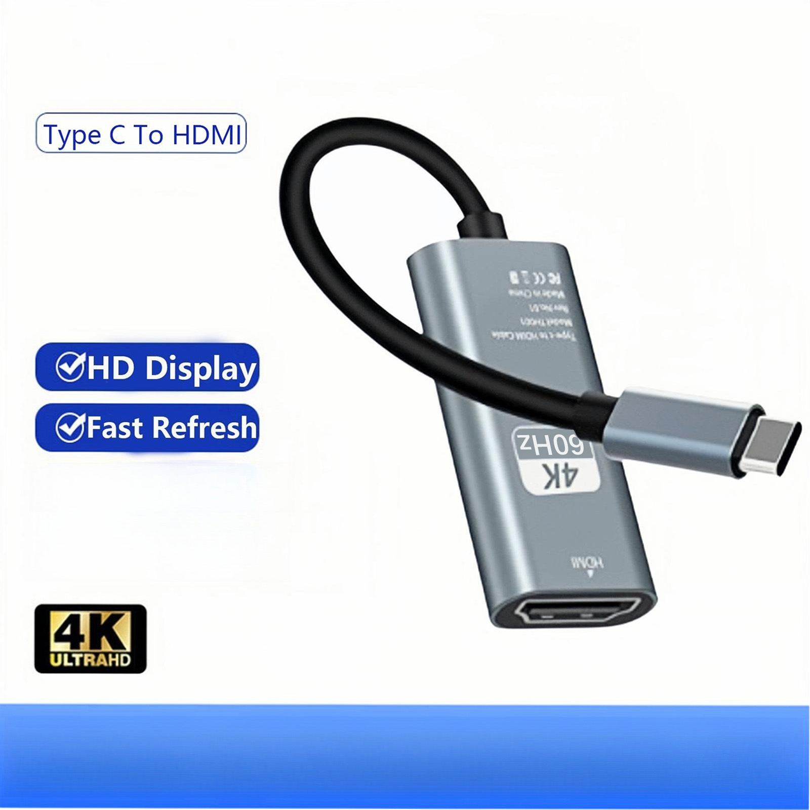 อะแดปเตอร์ Type C เป็น HDTV 4K 60Hz ตัวแปลง Thunderbolt 3 เป็น HD สําหรับแล็ปท็อป แท็บเล็ต โทรศัพท์ ต่อทีวี มอนิเตอร์ โปรเจคเตอร์