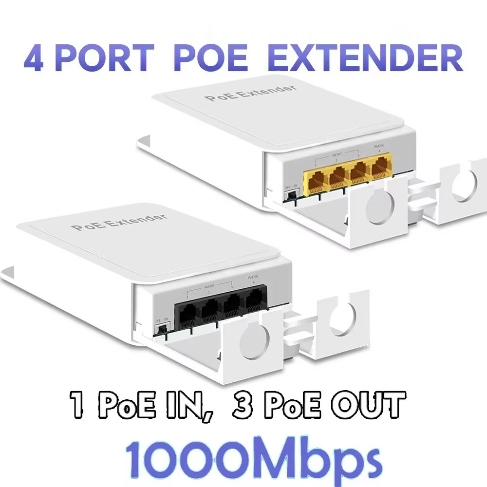 100Mbps 4 พอร์ต IP55 กันน้ํา POE Repeater 1 ถึง 3 สวิตช์เครือข่าย PoE Extender สําหรับ IPC/NVR replay allan comfast กล้องวงจรปิด usb mector