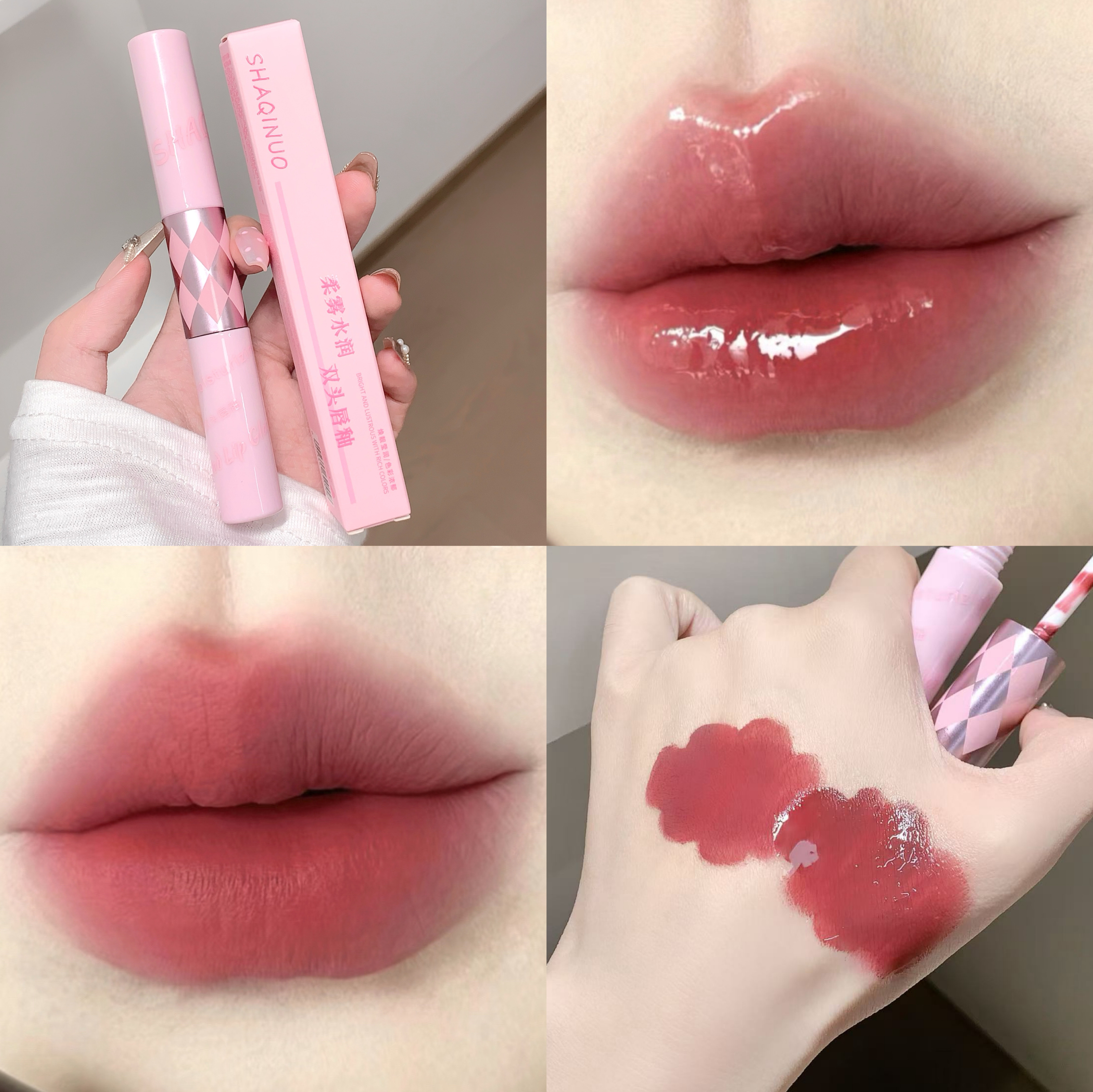 ลิปกลอสสองหัว เนื้อแมตต์ ติดทนนาน 24 ชั่วโมง กันน้ํา น้ําหนักเบา 4 เฉดสี เมคอัพ - รูปที่ 2