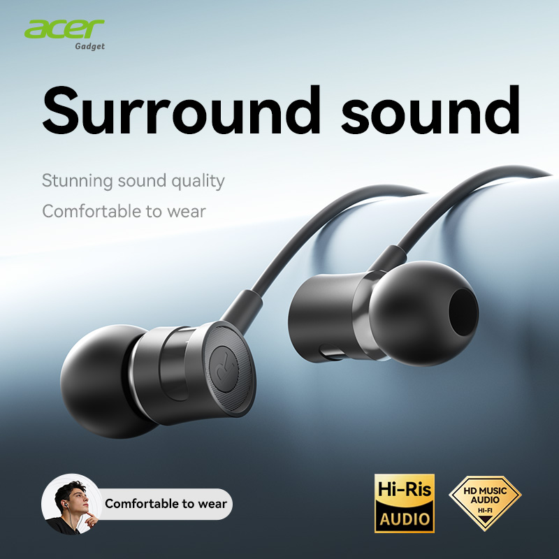 Acer OHW357 หูฟัง Hi-Res หูฟังแบบมีสาย 20Hz–20kHz เสียงกว้าง Multi-Magnet Driver เสียงที่ชัดเจนไมโคร