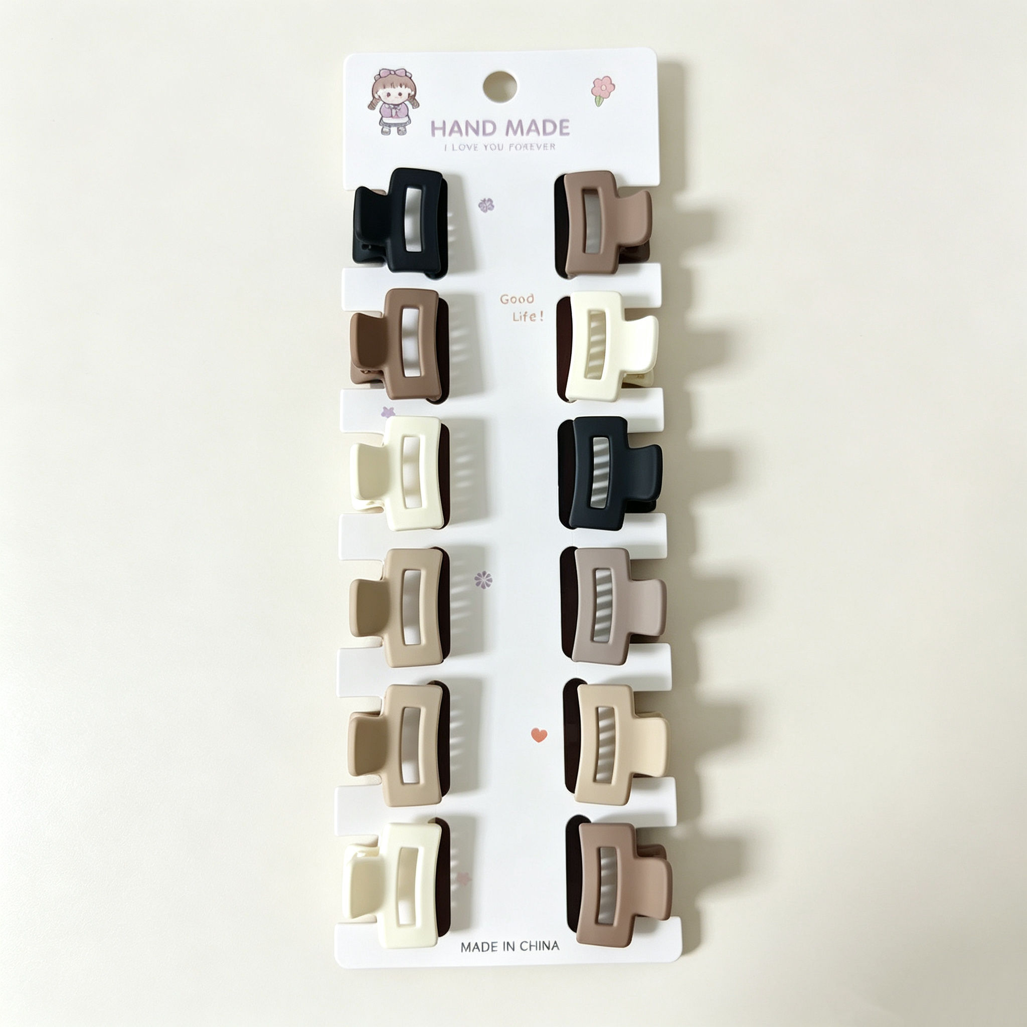 Morandi Matte 24 ชิ้นคลิปผมขนาดเล็กรูปสี่เหลี่ยมผืนผ้า Neutral Tone สีทึบเรียบง่ายหรูหรา Casual ทรงผ