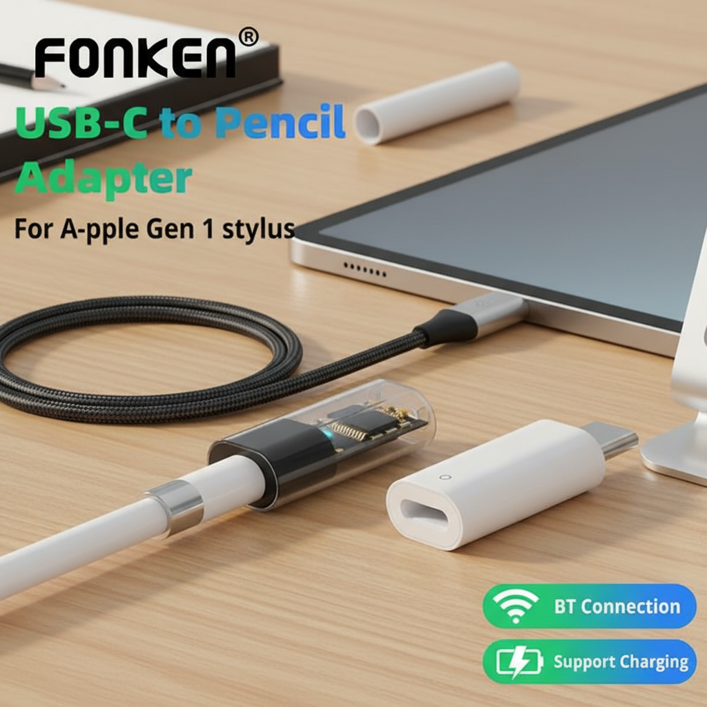 Fonken อะแดปเตอร์ USB C สําหรับ Apple Pencil Gen 1 พร้อม Bluetooth สําหรับ iPad Gen 10 และ 11