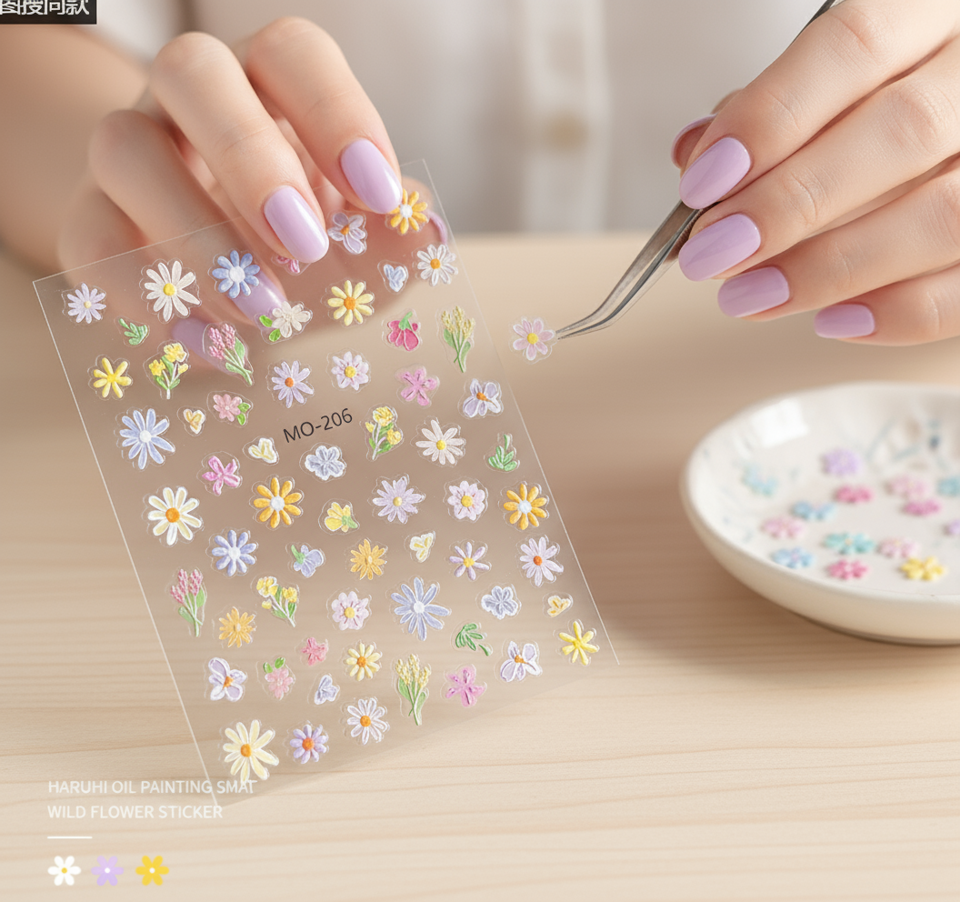 สติกเกอร์ติดเล็บลายดอกไม้แบบ 5D กันน้ํา ลอกแล้วติดง่าย รุ่น M0-206