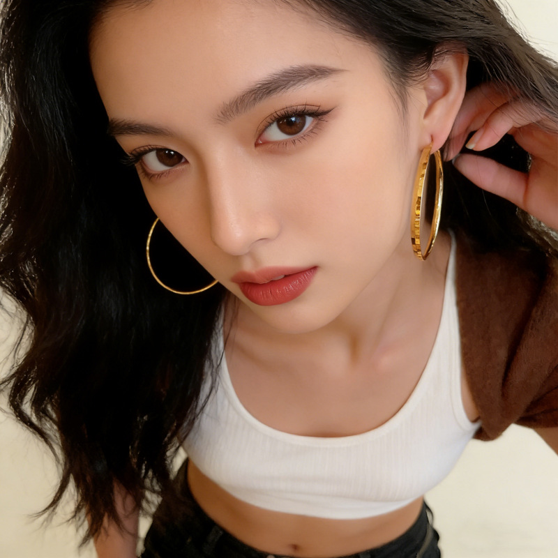 สแตนเลสสตีลทองกระจก Hoop ต่างหูชุด 3 คู่ Hypoallergenic Statement ผู้หญิงของขวัญ