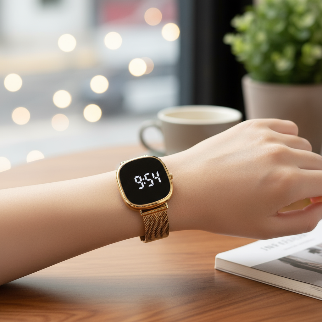 นาฬิกาอิเล็กทรอนิกส์ LED สัมผัส, สายแม่เหล็กมิลาโนแฟชั่น สําหรับนักเรียน เป็นของขวัญแฟชั่น