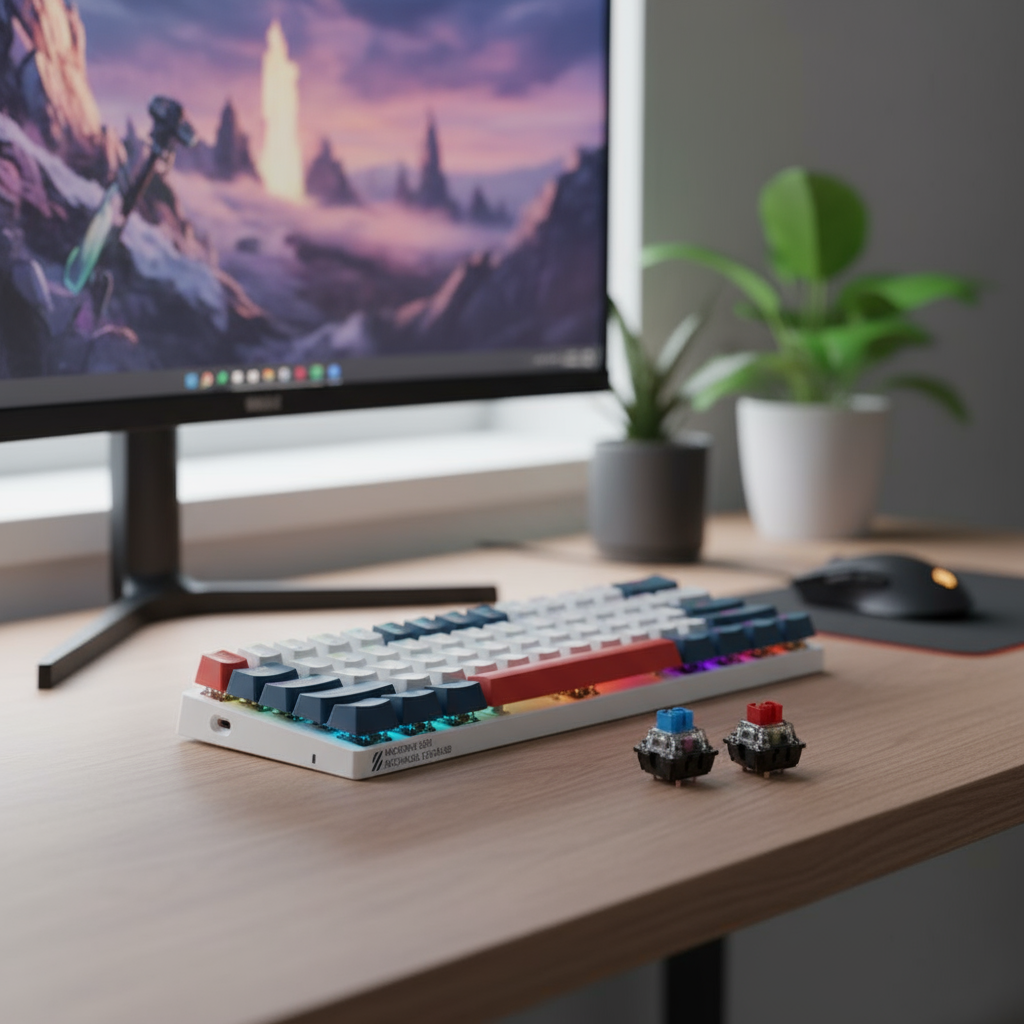 Machenike K500 B61 คีย์บอร์ดสําหรับเล่นเกมแบบกลไก 60% พร้อมปุ่ม Hot-swappable ไฟ RGB