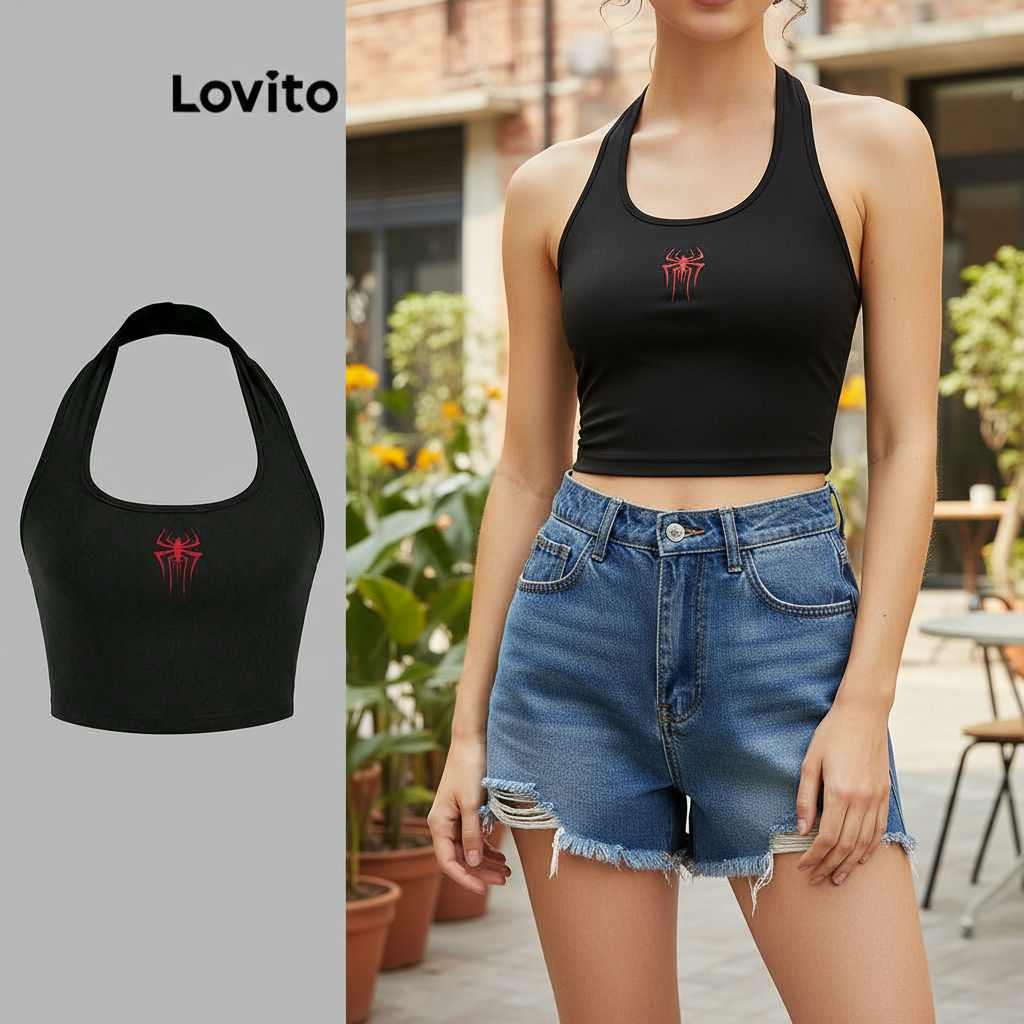 Lovito เสื้อแขนกุดลําลองลายการ์ตูนสําหรับผู้หญิง L99ED016\3
