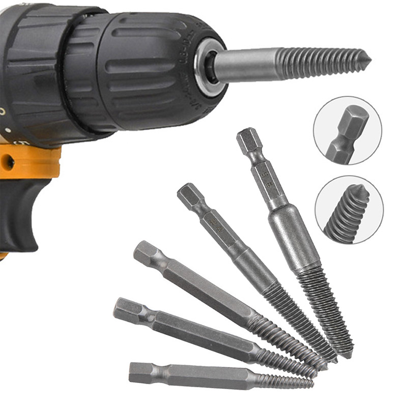 หนึ่งชุด 5 ชิ้น Hex Shank ชุดสกรูหัก, #1-#5 เครื่องกําจัดสลักเกลียวที่เสียหายสําหรับใช้คู่มือและสว่านไฟฟ้า