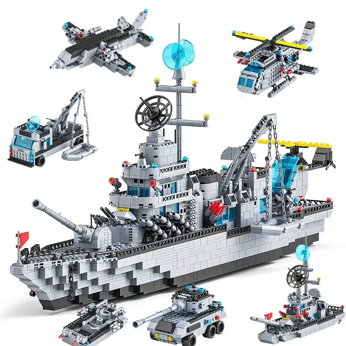 ขนาดใหญ่เรือ Nautical Construction Bricks Kit, 6-in‐1 Transformable Creative Playset, การศึกษาประกอบ