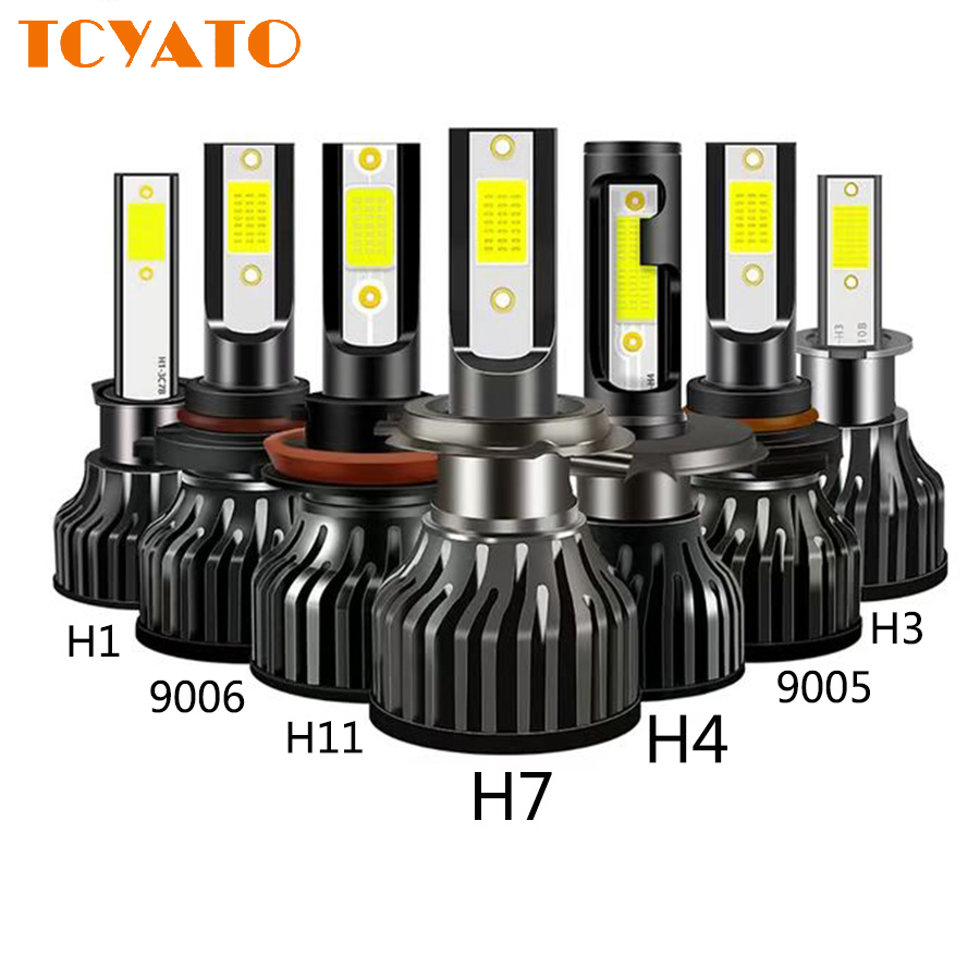 TCYATO 2X ไฟหน้ารถ COB 12V H4 LED H7 Canbus H1 H3 H8 H11 9005 9006 9007 880 8000K 6000K รถไฟหน้าอัตโ