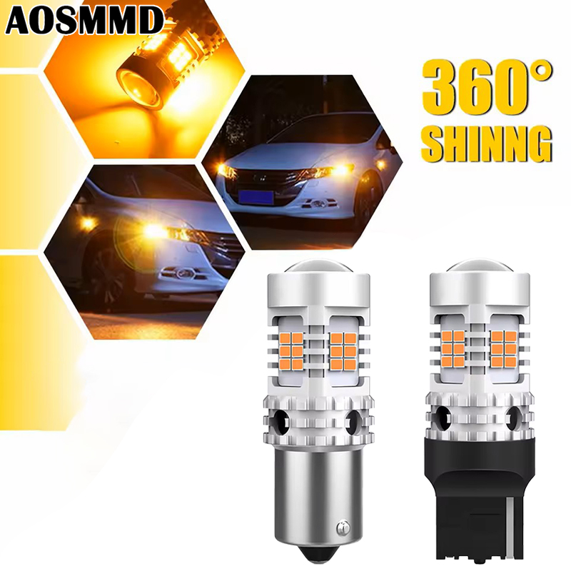 Aosmmd 2 ชิ้น Canbus ไม่มี Hyper แฟลช Amber LED ไฟเลี้ยว Ba15s Bau15s 1156 P21w Py21w 7440 W21w