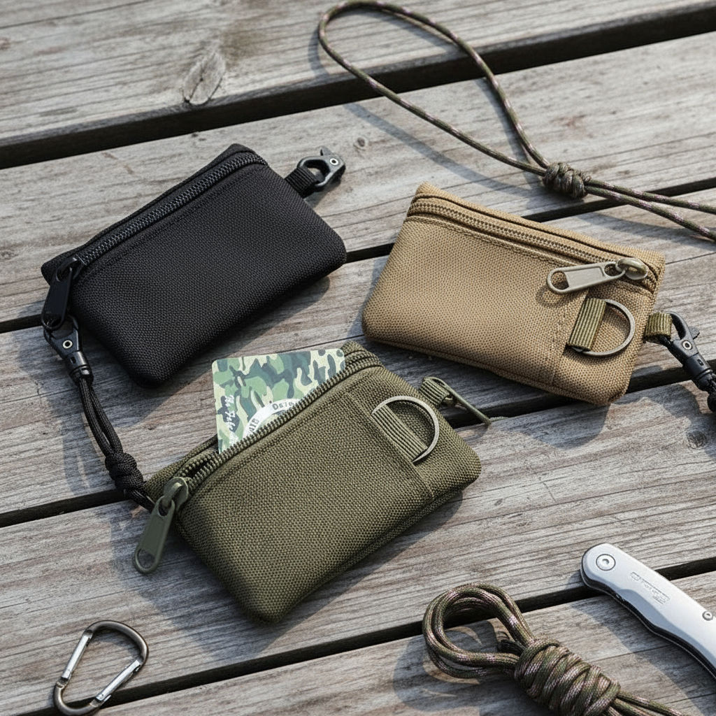 กระเป๋าคาดเอวผ้าแคนวาสญี่ปุ่น Unisex - กระเป๋าสตางค์เหรียญและบัตรขนาดกะทัดรัดพร้อมซิปและสายถอดได้