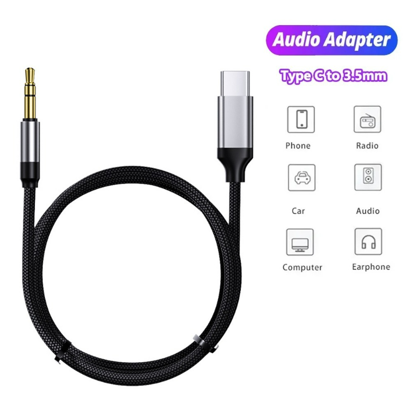 สาย AUX Audio Type-C USB C เป็นแจ็ค 3.5 มม. สําหรับลําโพงรถยนต์และหูฟัง