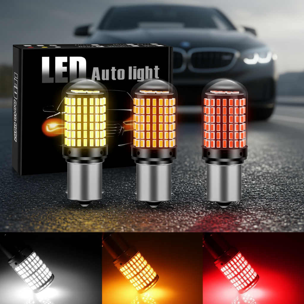 หลอดไฟเบรก LED T20 1157 กําลังไฟต่ําพร้อมชิป 144 ชิ้น สําหรับรถยนต์ 1 ชิ้น